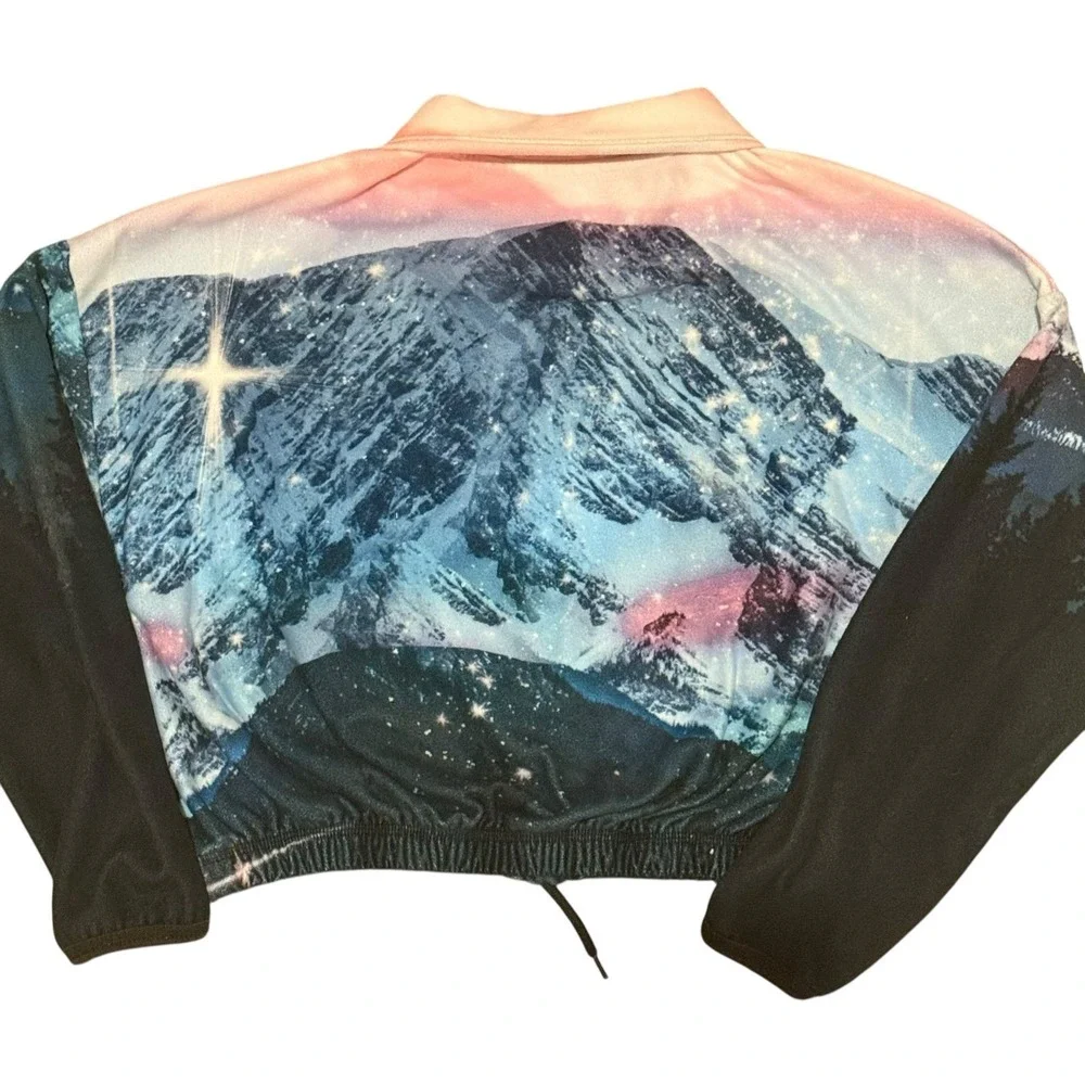 Justice Girls M (10) Mountain Galaxy Quarter Zip Pullover Sweatshirt Crop